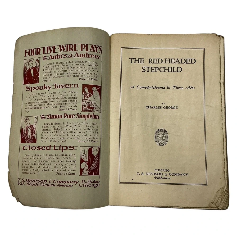 1931 The Red-Headed Stepchild Charles George Denison's Select‎ Plays Script Vtg
